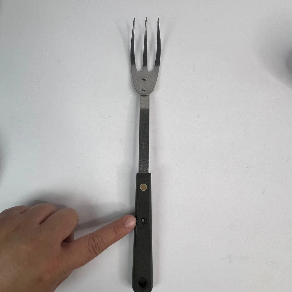 Vintage Ekco Forge 3Pc Utensil Set Black Riveted Handles‎ USA Ladle Fork Spoon